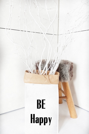 Paperbag papieren opbergzak xs Be Happy